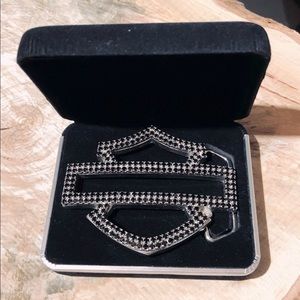 *NEW* Harley-Davidson Black Rhinestone Bar and Shield Belt buckle.